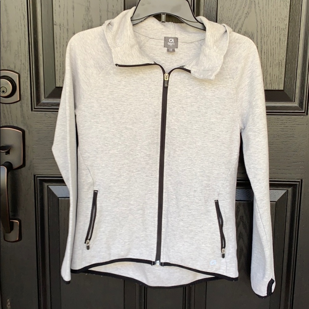 Gap fit xs hoodie zip up jacket with thumb holes